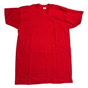 Vintage K-Mart Red Pocket T-Shirt Mens L 42-44 80s Single Stitch Blank 50/50 USA